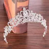 Klipsy do włosów Barrettes Silver Crystal Wedding Crown Bride Tiaras Acessories Pałąk głowa Rhinestone Bridal Head Pieczek Tiara304r