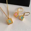 Orecchini di design cubo di marca di lusso in oro 18 carati Collana Amore Rosa Blu Retro Orecchini con ciondolo vintage Orecchini Orecchini Girocollo Collane con ciondolo Gioielli