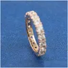 Band Rings Rose Gold Plated Sparkling Row Eternity Ring With Clear Cubic Zirconia Fit P Jewelry Engagement Wedding Lovers Fashion For Dhxn9