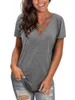 Women's T Shirts Womens Short Summer Sleeve V Neck Tops Criss Cross T-Shirts Casual Loose Cotton Tees