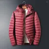 Herrjackor ultralätt ner jacka Slim Loose Warm Winter Puffer Hooded Coats Stand Collar dragkedja Kort kappa Ytterkläder plus storlek