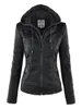 Jaquetas femininas Gótico Faux Leather Jacket Mulheres Hoodies Inverno Outono Motocicleta Jaqueta Preto Outerwear Faux Couro PU Casaco Básico 231010