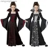 Costume a tema Halloween Vieni per bambini Ragazze maniche svasate Royal Vampire Come Girl Abito medievale a maniche lunghe Vieni per la festa Cosplay T231011