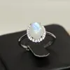 Loose Gemstones 925 Sterling Silver Natural Moonstone Adjustable Ring Stone Size Approx7 9mm