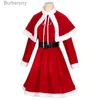 Theme Costume Christmas Party Adult Women Cosplay Dress Cape Shls Santa Come Red Velvet Cute XMas New Year Party Dress Christmas OutfitL231010