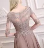 Mother of The Bride Dresses Women's Lace Applique Beaded Half Sleeve Chiffon Evening Formal Party Dress