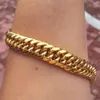 MENS HEAVY YELLOW GOLD CUBAN LINK CHAIN BRACELET 230MM Real people model 100% real gold not solid not money 2653