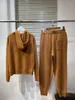 Pantalon de deux pièces pour femmes automne hiver femmes cachemire tricoté pull ensemble pull à capuche pulls taille élastique 2 pièces