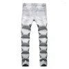 Men's Jeans KIOVNO High Street Men Fashion Ripped Holes Pants Straight Distressed Casual Denim Trousers Grey Washed Streetwear