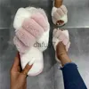 Slippers SALE Fashion Women Winter Warm Outdoor Furry Slippers Ladies Cross Fluffy Fur Home Slides Flat Indoor Floor Shoes Flip Flops x1011