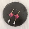 Ohrstecker, 6 Paare/Los, Modeschmuck, Metall-Emaille-Blumen-Perlenohrring für Frauen