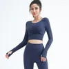 Camicie attive Tuta da yoga a maniche lunghe Donna Autunno e inverno Fitness Dimagrante Bellissimo design del corpo Corsa Pilates Palestra Sport Top