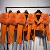 Kadın Deri Sahte Yoloagain Sonbahar Doğal Kürk Kollu Gerçek Kırpılmış Ceket Kadınlar Parlak şerit bayanlar 231010