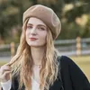 Berets Mulheres Lã Artista Francês Boina Chapéus Senhoras Elegantes Quente Macio Lã Cap Moda Sólida Menina Pintor Chapéu