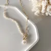 Vintage Shaped Imitation Pearls Clavicle Chain Necklace For Women Faux Baroque Pearl Pendant Necklace Elegant Jewelry