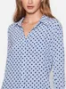 Blusas femininas Mulheres Blue Dot Impresso Camisa De Seda Turn-down Collar Um Bolso Início Do Outono Manga Longa Senhoras Blusa