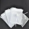 15x20 cm vit färg smycken paket med dragkastar stora påsar organza väskor 100 st lot309r