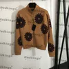 素敵なフローラ刺繍セーターレディスジッパーカーディガンコートウールニットセーターファッション長袖レディースセーター