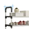 Förvaringshållare rack 80/95/110 cm sko skåp 4/5/6 våningar förvaringsställ djärv stålrör gratis montering integrerad armstöd hög fot design 231007