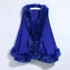 Szaliki moda elegancka naśladowana futrzana peleryna kobietę zimowy dzianinowy szal płaszcz seksowne faux futro Poncho okładki paszmina 12 kolorów 231010