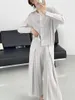 Женские брюки из двух частей Мияке со складками, пожалуйста, дизайнерский простой комплект, плиссированные повседневные пальто с высокой талией и широкими штанинами, корейская модная женская одежда