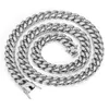 6 8 10 12 14 mm rostfritt stål kubanska länkkedjor 18 24 tum zirkoniumhalsband smycken hip hop elektroplätat halsband för män wome249w