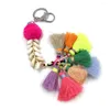 Chaveiros 2023 Primavera Bohemian Colorido Borla Chaveiro Pompons Shell Cowrie Beads Bag Pingente para Mulheres