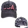 Chapeaux de fête Usa lettres brodées casquette de baseball chapeau de broderie pour femmes pare-soleil lavé chapeaux de sport en plein air C270 maison jardin festif Dhopt