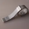 Titta på band Mesh Watchband Strap Safety Fold spänne rostfritt stål silver armband tillbehör 18mm 20mm 22mm 24mm klassisk stil mens