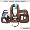 Storage Bags Men Travel Toiletry Bag Shaving Dopp Kit Outdoor Waterproof Bathroom Toiletrie Organizer Pu Leather Cosmetic Drop Deliv Otyv8