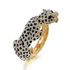 Leopard Panther Bangle Mulheres Pulseira Femme Esmalte Animal Cristal Partido Presente Ouro Brazalete Mujer Jóias Indianas Kpop Moda 2109236Y