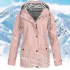 여자 재킷 여성 바람개비기 Zip Up 드로우 스트리 코트 포켓 패션 단색 레인 재킷 후드 스트리트웨어 l5
