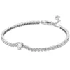 Bracciale tennis rotondo scintillante con cuore trasparente blu pavimentato in argento sterling 925 adatto perline popolari gioielli fai da te K8RV K8RV