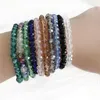 6mm Briolette Crystal Glass Beads Armband Facetter Briotarte Rondelle Shape Pärled Stretch Armband blandade färger285q