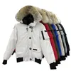 Hommes Pilot Down Veste Real Wolf Fourrure À Capuchon Toile Parkas Lettre Patch Poches À Glissière Chaud Épais Outwear Designer Femmes Manteau D'hiver