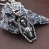 Other Fashion Accessories Vintage Thriller Skull Necklace for Man Gothic Stainless Steel Satan Goat Pendant Lucifer Pagan Amulet Unique Halloween Jewelry Q231011