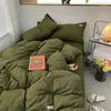 Bettwäsche-Sets Korean Fashion Checker Vierteiliges Set Queen-Mikrofaser-Bettbezug Bettlaken ohne Tröster 231010