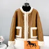 Womens Fur Faux Women Polyester Fabric Casual Short Coat Female Sheep Shearling Warm Winter Jacket Overcoat JT3396 231010