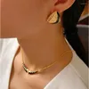 Necklace Earrings Set Post Stud Drip Oil Earring Women Girls Gold Silver Plating Fashion Jewelry Accessories Party Gift 2023 Style