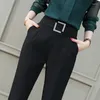 Kvinnors byxor 2023 Spring and Summer Women Elastic Suit Harlan Black High-midjig mode nio-poäng Slim Casual