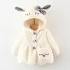 Down Coat Baby Girl Clothes Cute Rabbit Ears Plush Jacket Autumn Winter Warm Hooded Cashmere Girls Christmas Princess Outerwear 231010