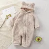 Rompertjes Winter geboren Warme Baby Pluche Bovenkleding Kinderpyjama Ontwerp Schattige Beer Capuchon Body Meisjes Jongens Kleding 231010