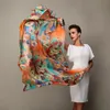 Sarongs Winter Fashion Women's Scarf Mulberry Silk Scarves Shawl Female Long Silk Scarf Blue and Coffee 180*110cm 231010