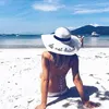 Chapeau de soleil d'été à large bord pour femmes, casquette de paille brodée, pliable, pliable, enroulable, pour la plage, 12581