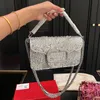 Abendtaschen Farbe Luxus Designer Umhängetasche Damen Klassische Mini Clutch Taschen Klappe Quadratisch Pailletten Perle Schulter Handtasche Hochwertige Hardware Kette Tote Geldbörse