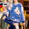 Thuis Kleding Warme Dames Pyjama Sets Cartoon Print Flanel Vrouw Dun Koraal Fluwelen Lange Mouw Nachtkleding Herfst Winterir 2-delige Set Tops