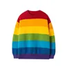 Pulls pour hommes Automne Rainbow Rayé Pull tricoté pour hommes Lâche Hip Hop Crewneck Tricots Pull Homme Casual Pulls de Noël Vêtements 231011