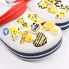 Wholesale 100Pcs PVC Yellow Bee Flower Honey House Kind Sweet Buckle Shoe Charms Adult Accessories For Wristband Button Clog Decorations