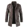 Veste d'hiver en simili cuir pour homme, manteau en cuir polaire épais, vêtement d'extérieur long, chaud, décontracté, vintage, vêtements pour hommes Steampunk Biker Jaqueta 231010