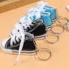 Keychains Lanyards Keychains Creative 3D Canvas Sneaker Tennis Shoe Keychain Cute Mini Sport Shoes Pendant Keyrings Car Simulation Trinket Bag Key Holder